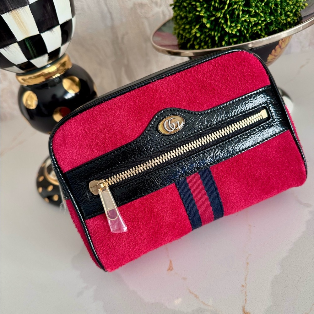 Gucci Red Suede Small Ophidia Belt Bag 75 - Authentic and Stylish